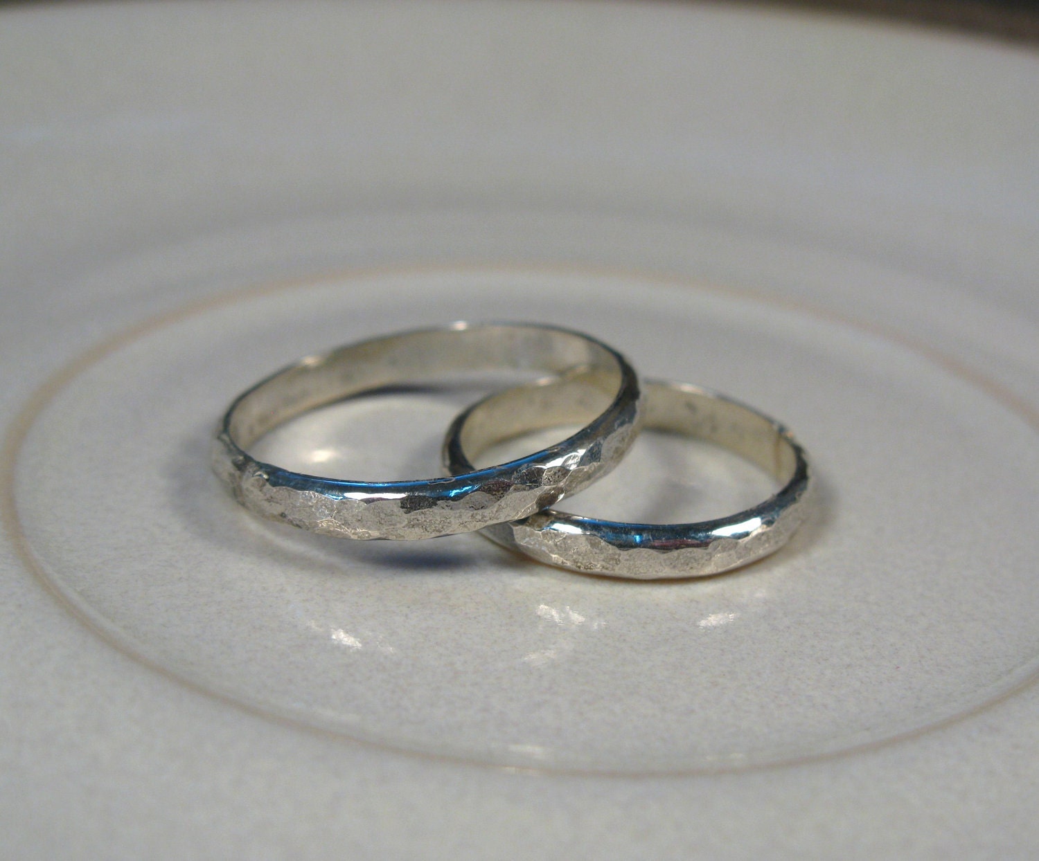 Wedding band set , matching his and hers rings, sterling silver wedding ring set
