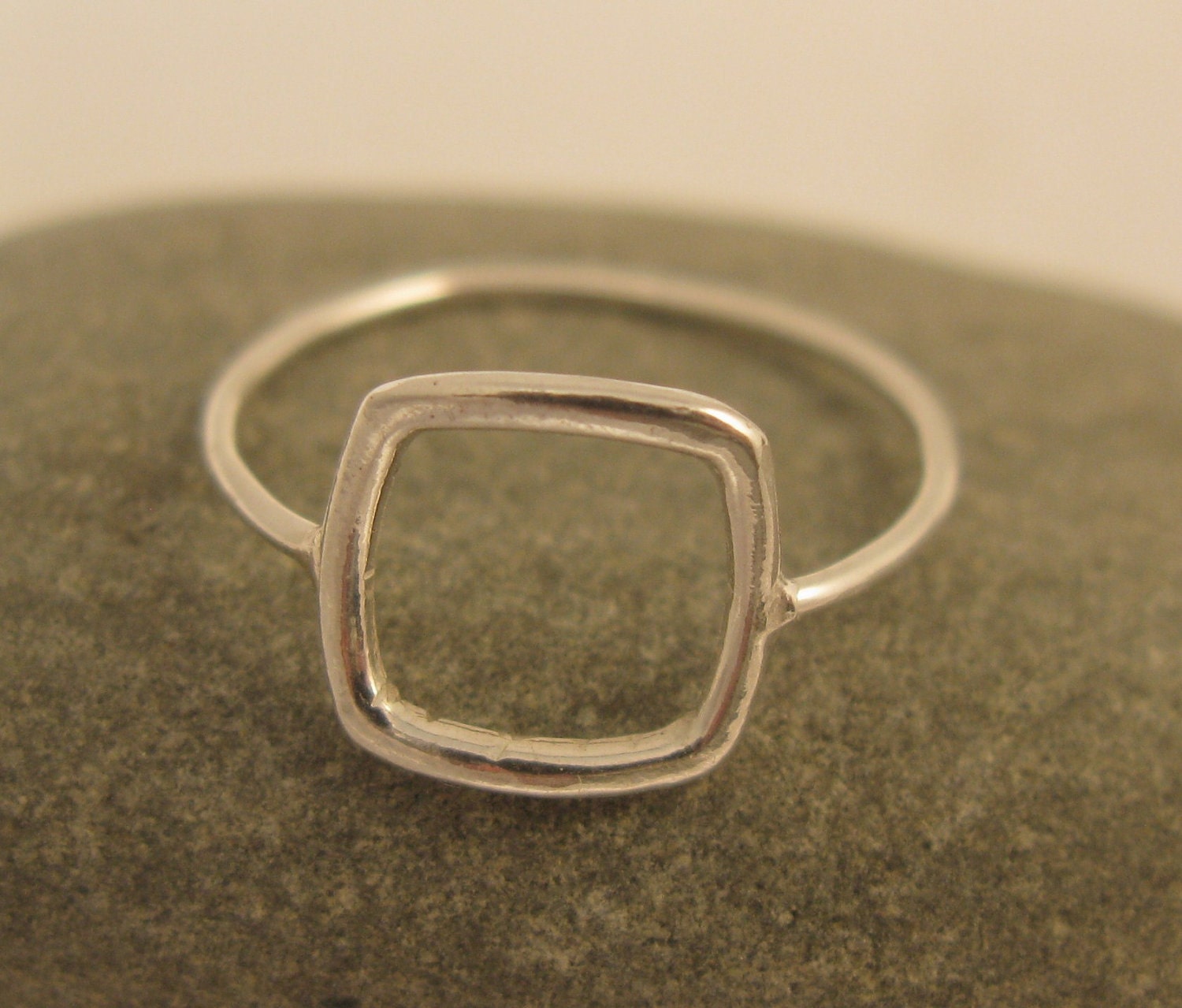 Geometric ring, Square ring in sterling silver, handmade geometric jewelry