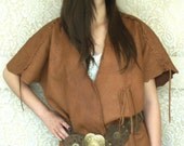 Leather Vest  Renaissance Pirate Steampunk Goth Deerskin Hippie Primitive Vest Handmade by Debbie Leather