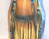 Leather Indian Style Medicine Bag Beaded Fringed Deerskin Purse Fringe Pow Wow Regalia "Buckskin Pow Wow"Handmade by Debbie Leather