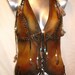 Artisan Made Leather Bustier Western Style Halter Top Hippie Fringe Feathers Beads Corset Handmade by Debbie Leather