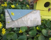 Light Blue Shimmery Floral Wallet - SewKind