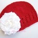 STOREWIDE Sale CHRISTMAS Newborn Baby or Toddler Petite White Velvet Peony Flower Beanie\/Girls Crochet Hat Perfect for Portraits YOU Pick the Color
