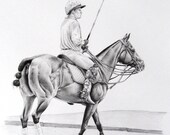 Polo Pony - horse art original graphite pencil horse drawing