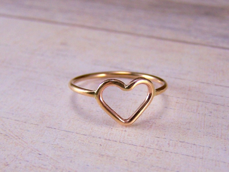 Gold Heart Ring - Golden Open Heart Ring
