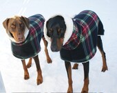 Warm Wags XL or XXL Fleece and Sherpa Two-Layer Custom Dog Coat ... Greyhound, Great Dane, Doberman