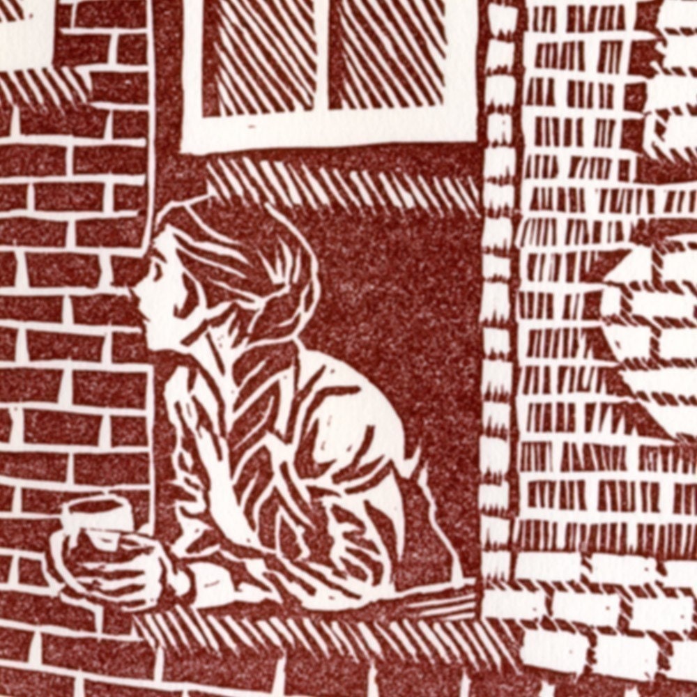 REFRESHING linocut print