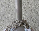 Pottery Vase Embellished with Seashells, Macrame, beige / taupe