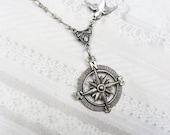 Silver Compass Necklace - Silver Guidance - STEAMPUNK Jewelry by BirdzNbeez - Wedding Birthday Bridesmaids Gift