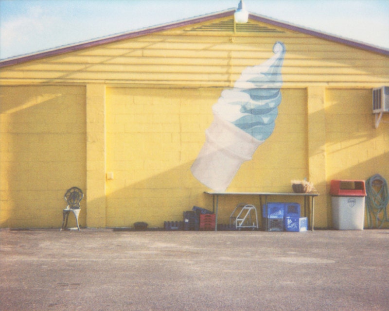 Ice Cream - 8x10 Retro Polaroid Print - Warm Yellow Summer Vacation