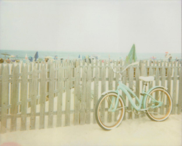 Retro Beach Bicycle - 5x7 Polaroid Print - Seafoam Green Beach Cruiser Bike Ocean Summer Vacation - jenaardell Retro Beach Bicycle - 5x7 Polaroid Print - Seafoam Green Beach Cruiser Bike Ocean Summer Vacation - jenaardell