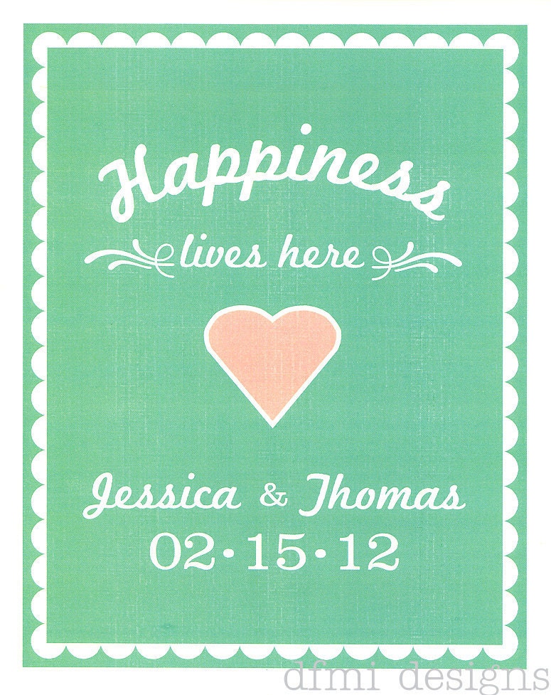 HAPPINESS LIVES HERE customizable 8 x 10 frame able love print