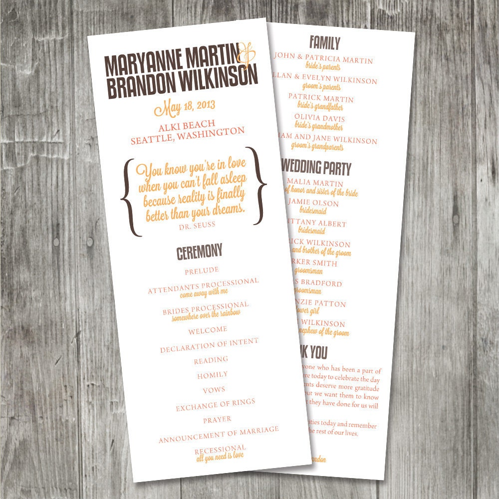 Modern Merriment Wedding Program by pinklilypress on Etsy