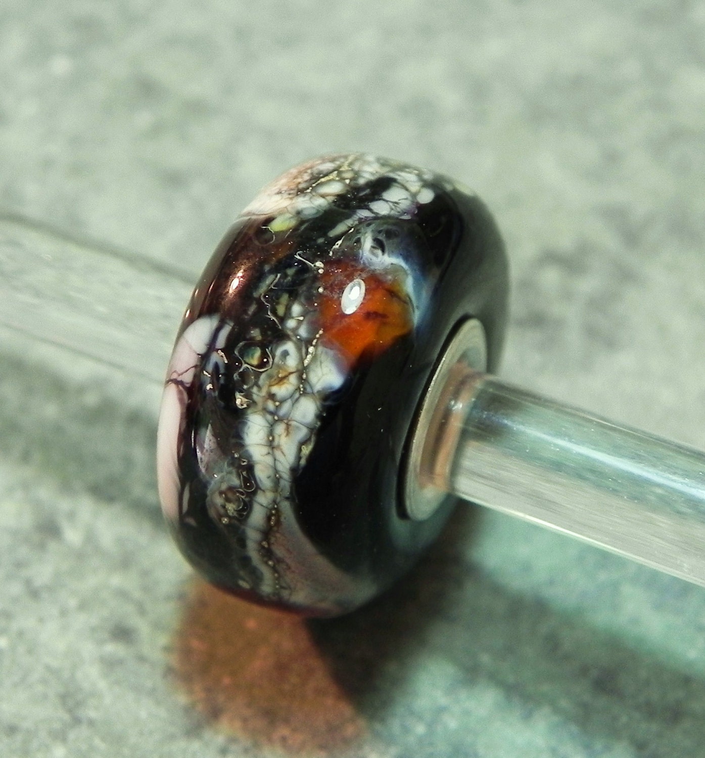 Big Hole European Charm Tiger Bead for Bracelets Cored With Sterling Silver