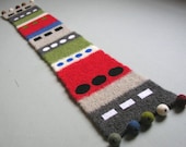 Felted wool table runner with wool beads - Colorful and Modern - Great gift