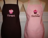 Personalized matching sisters Aprons Set monogram embroidered great Christmas Gift girls