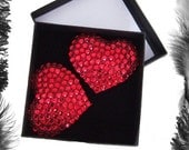 Rhinestone Heart Nipple Pasties, Burlesque Wear, available in Red, Pink, Purple, Silver or Black