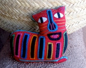 Lavender Filled Herbal Mola Cat - Kuna Indian Reverse Applique