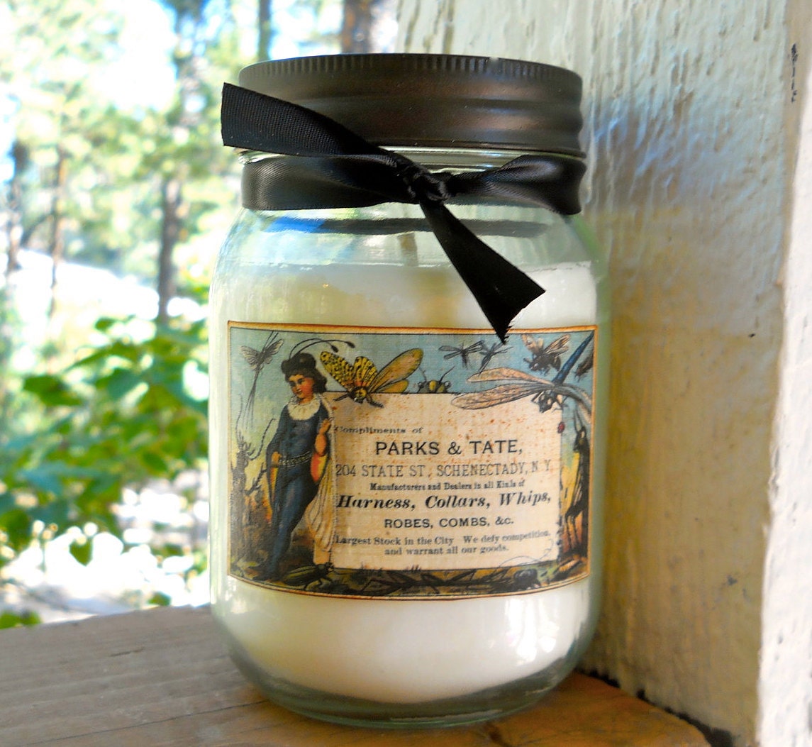 WILD LAVENDER 16 oz Jar Candle featuring Antique style label shabby chic cottage style