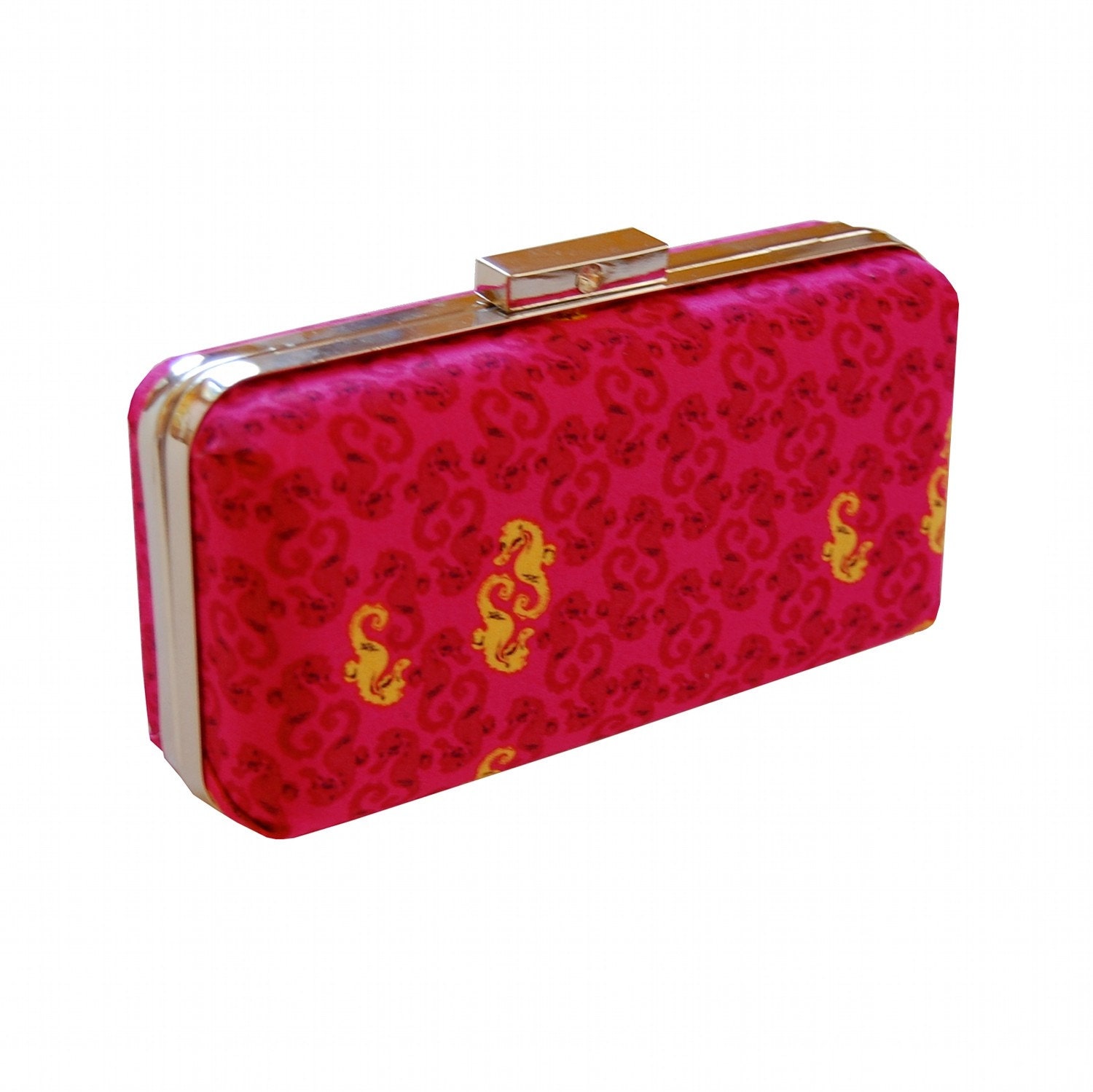Metro clutch in seahorses on magenta - reserved for Jacklyn