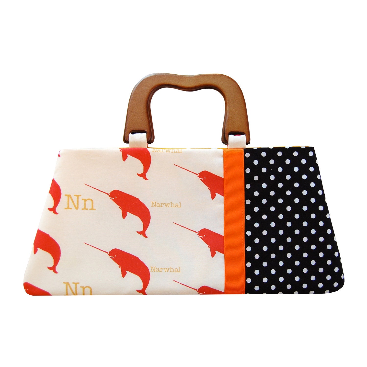 Handbag with Narwhals in Red