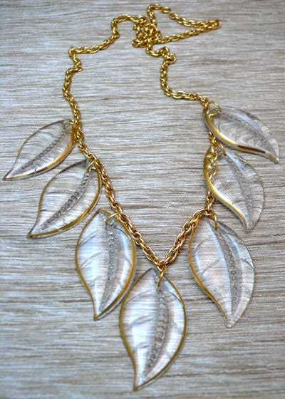 Glass Leaf Vintage Necklace