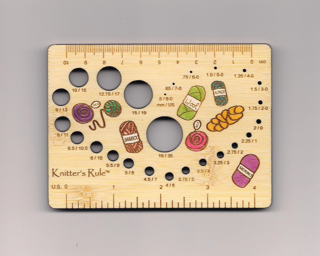 Yarn Stash Deluxe Knitters Rule Bamboo Needle Gauge
