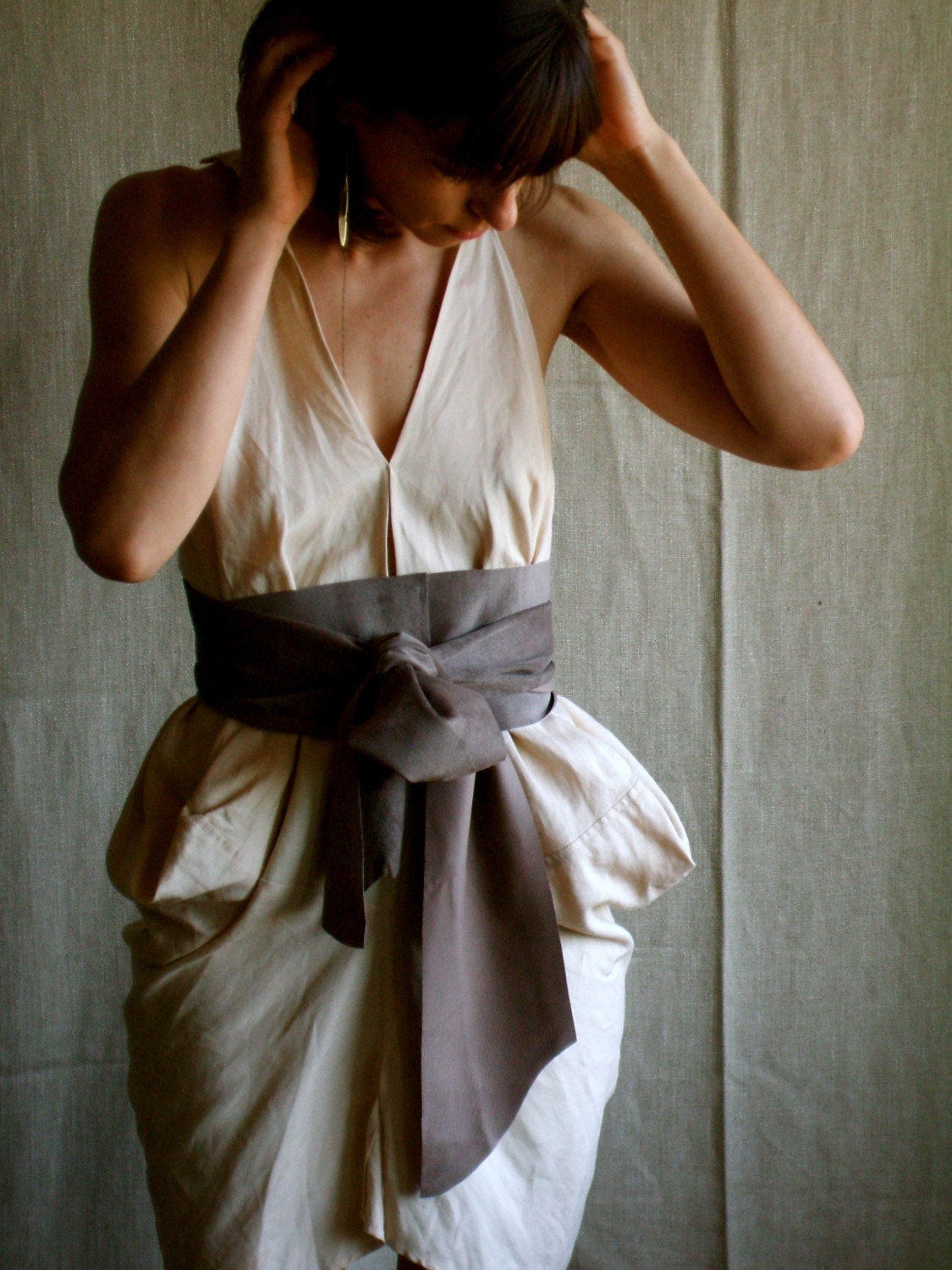 SALE Homage Sash in Taupe Suede Leather by Hende