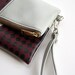 Fold-over Wristlet Clutch - Faux Leather in Gray and Berry