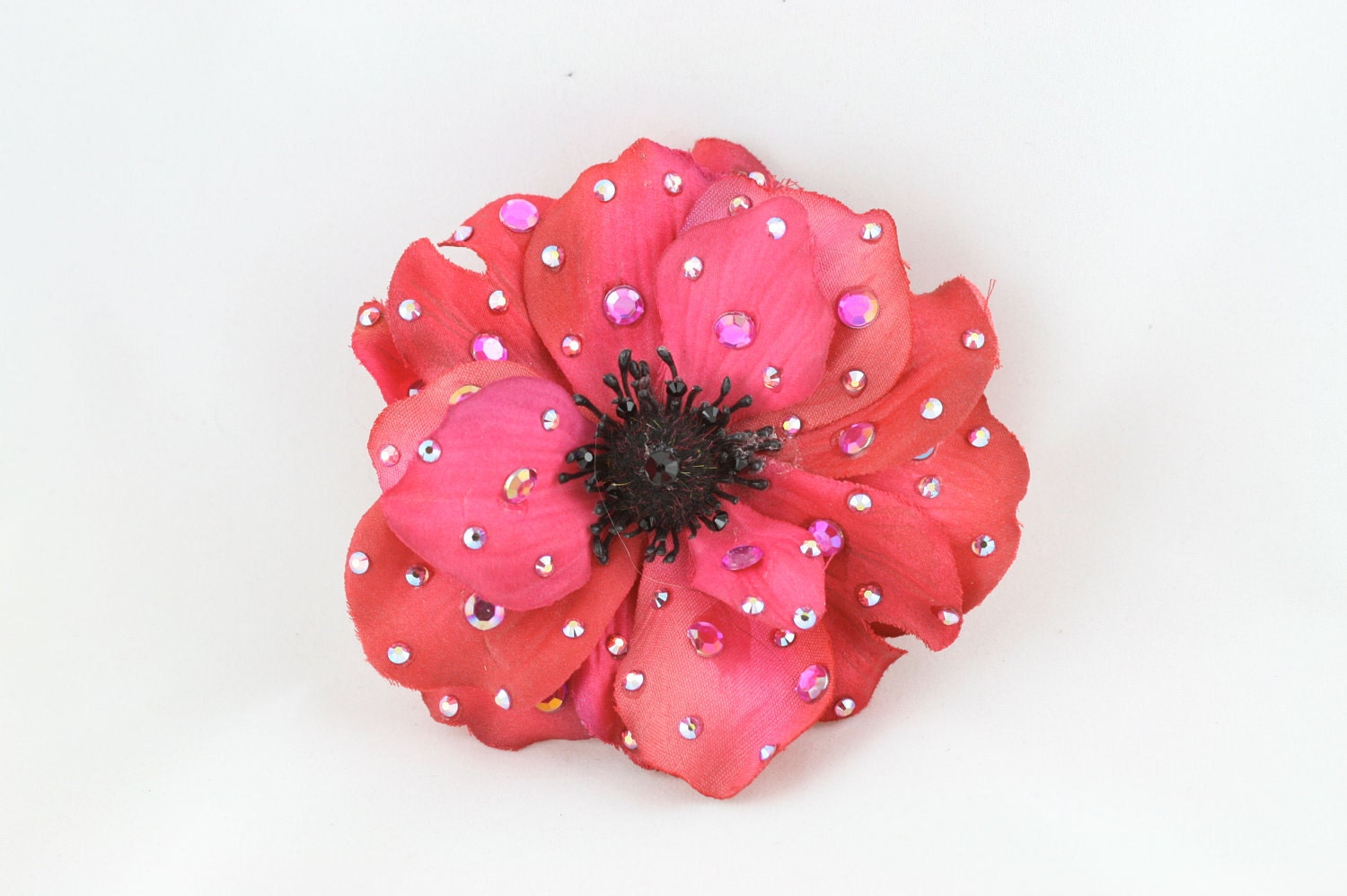 Sparkling Hot Pink Anemone Flower hair or anywhere clip