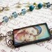 Rosary Style Religious Boho Vintage Bead Chain Soldered Madonna Virgin Mary Mother of God Stained Glass Pendant Necklace