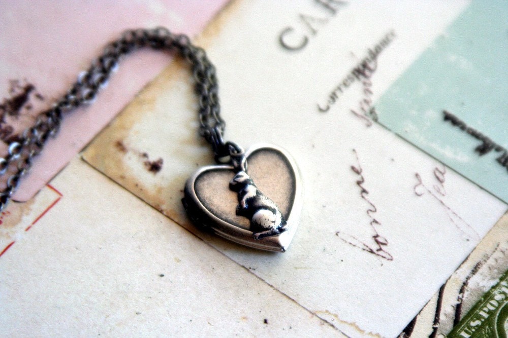 rabbit. locket necklace. silver ox