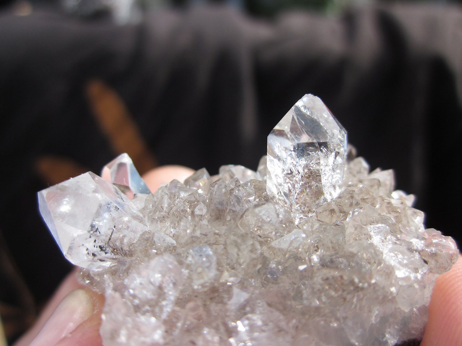 SMOKEY CRYSTAL Cluster Beautiful New York Herkimer DIAMOND Gemstone Quartz with Amazing Rainbows Unique Rocks and Minerals