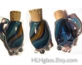 SALE HAND BLOWN Glass Aromatherapy Bottle Charm Fancy Lampwork Pendant with Colorful swirl Tiny Vessel  Focal  bead Art by Helen Lee Hoffman