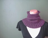 Cowl - Cashmere Blend Cowl Crocheted in Deep Plum Purple Merino Wool