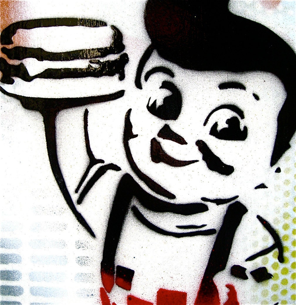 Big Boy... Original Painting Graffiti Style Pop Art on Handmade Wood Canvas