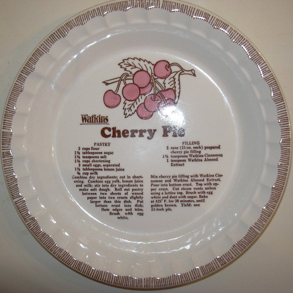 Vintage Cherry Pie Plate Recipe by SimplySuzula on Etsy