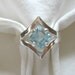6mm square cut 1.30 ct swiss blue topaz sterling silver ring size 7