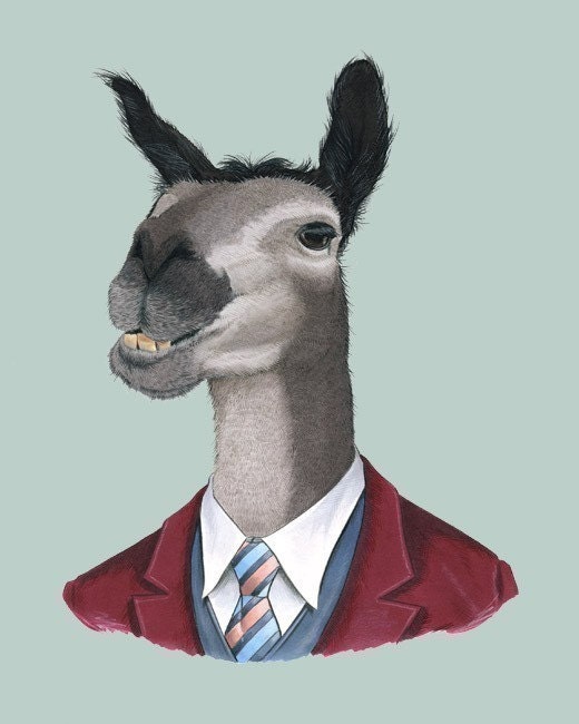 Llama art print 8x10