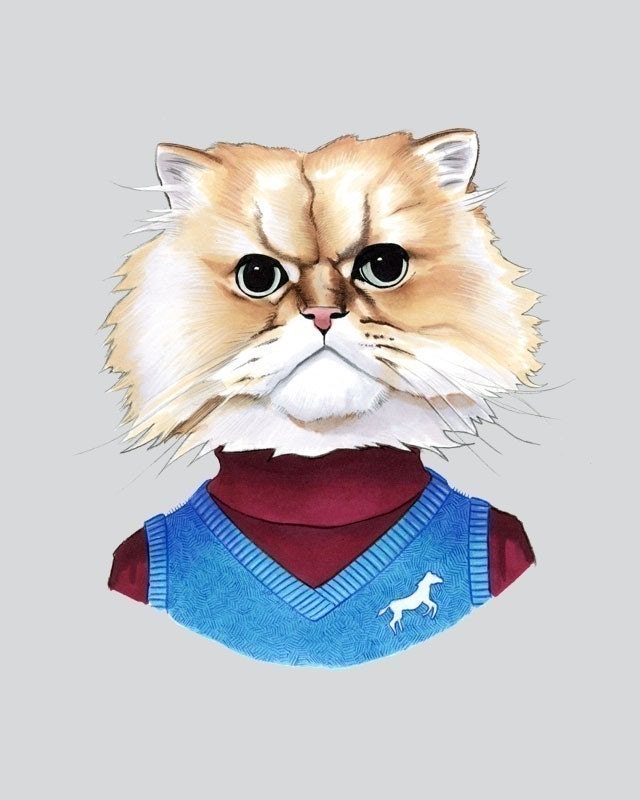 Fuzzy Cat print 8x10