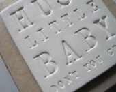 Hush Little Baby Don't You Cry - text tile wall plaque in ceramic and wood by Paloma's Nest  nursery decoration, baby shower, new baby