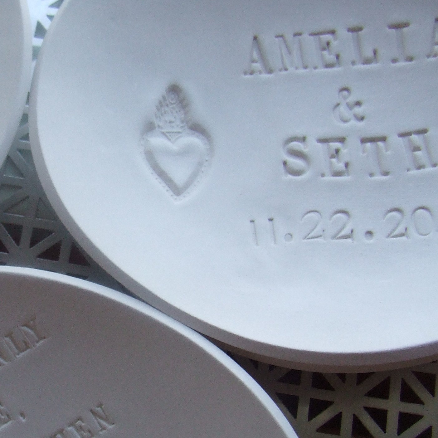 large CUSTOM heirloom bowl-name and date commemorative text - for wedding, anniversary, or baby by Paloma's Nest