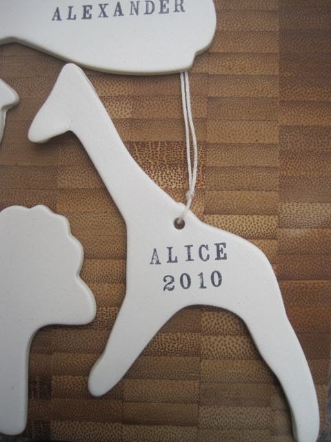 CUSTOM animal ornament in your choice of shapes for nursery or first Christmas by Paloma's Nest