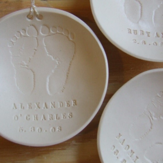 CUSTOM baby tiny text bowl personalized with name and birth date - heirloom keepsake ornament by Paloma's Nest
