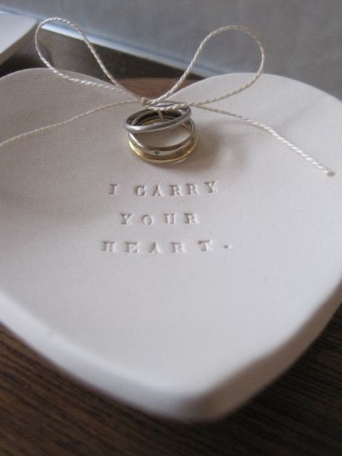 I CARRY YOUR HEART heart shaped Ring Bearer Bowl (tm) for wedding or commitment ceremony from Paloma's Nest