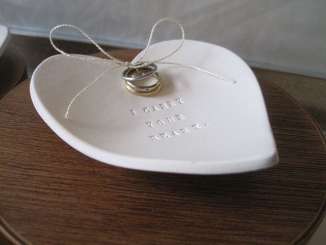 I CARRY YOUR HEART heart shaped Ring Bearer Bowl (tm) for wedding or commitment ceremony from Paloma's Nest