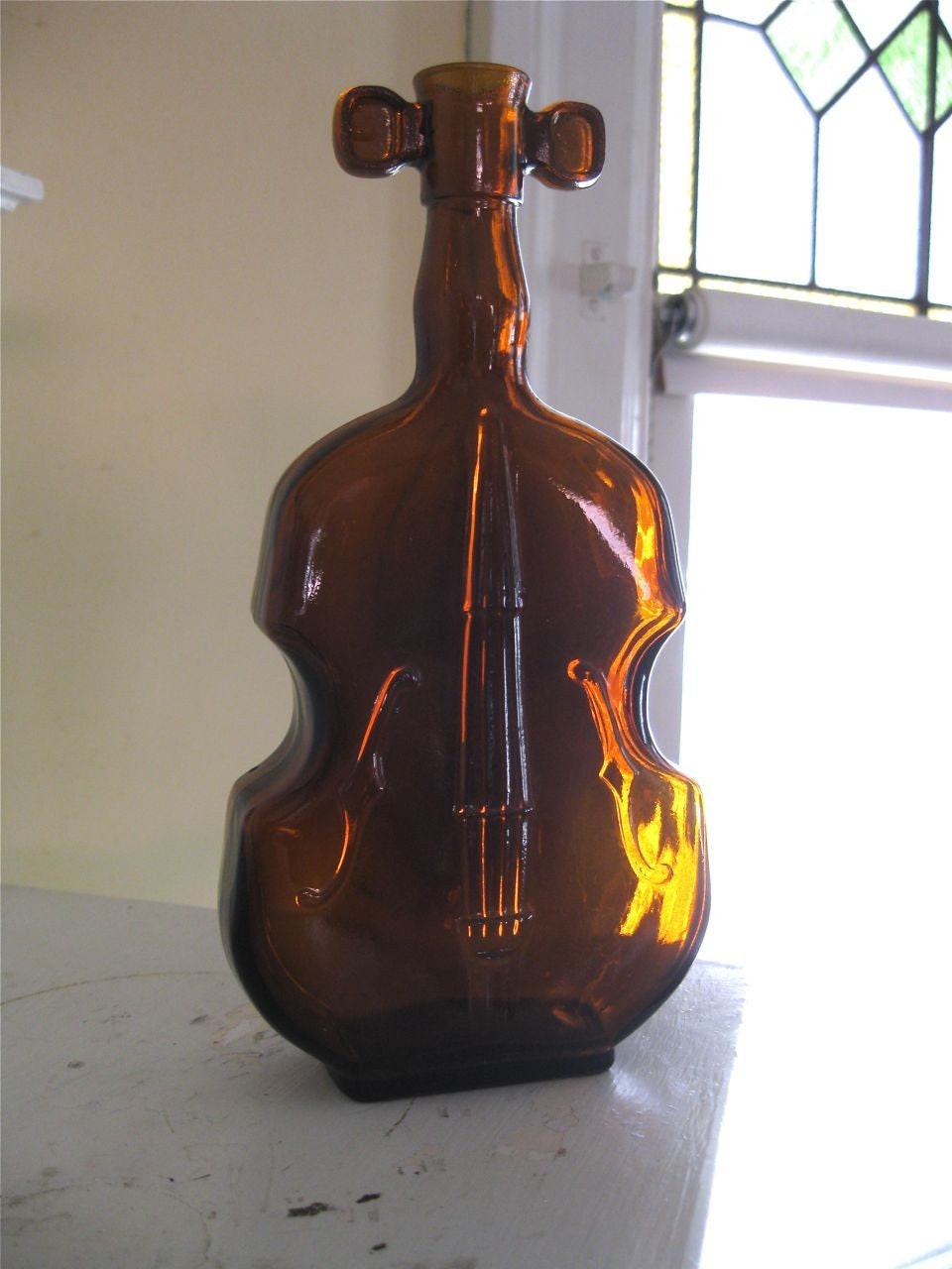 Vintage Violin Bottle Amber Brown Glass by Fishlegs on Etsy
