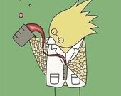 Children's Decor, Nursery Art Print, Mad Scientist, Green, Nursery Wall Art, Nursery Print