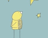 Nursery Art Print (Bird on a Starry Night)