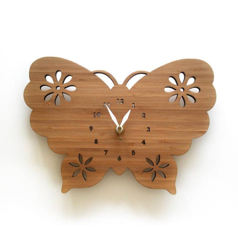Butterfly Bamboo Wall Clock
